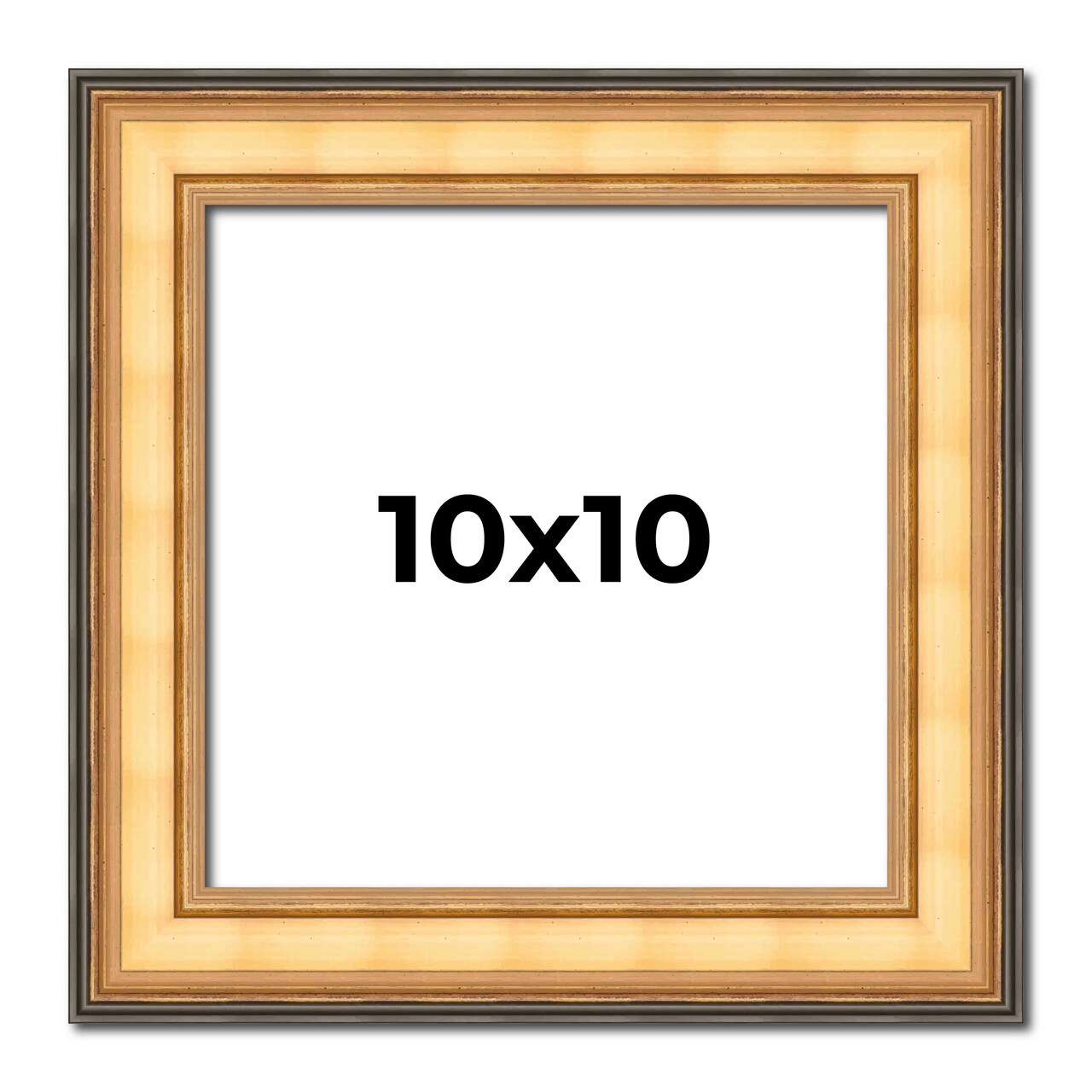 10x10 Traditional Picture Frame with UV-Resistant Acrylic & Acid Free Backing, Available in 3 Finishes - Black, Brown, Gold